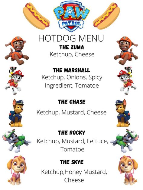 Paw Patrol Hot Dog Bar, Paw Patrol Birthday Decorations, Paw Patrol Party Decorations, Paw Patrol Birthday Theme, Dog Themed Birthday Party, Paw Patrol Birthday Cake, Hot Dog Bar, Paw Patrol Birthday Party, Dog Birthday Party