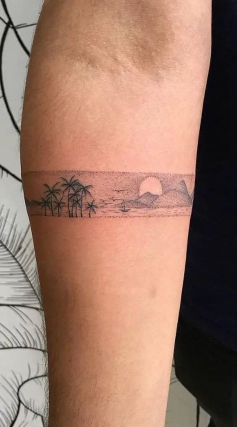 Top Summer Tattoo Ideas for Men: Ink Inspiration for the Season Vacation Tattoos, Beach Inspired Tattoos, Small Beach Tattoos, Tattoo Fairy, Beachy Tattoos, Beach Tattoos, Mint Cocktails, Travel Tattoos, Stylish Tattoo