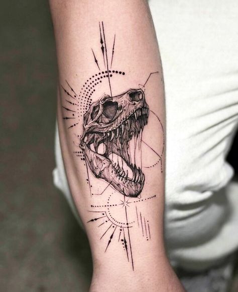 Dinosaur Tattoo Ideas, T Rex Tattoo, Fierce Tattoo, Dinosaur Tattoo, Dinosaur Tattoos, Greek Tattoos, Gaming Tattoo, Tattoo Art Drawings, Amusement Parks