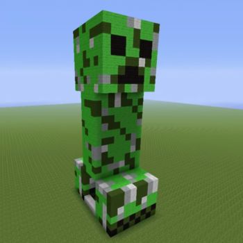 Creeper Statue - Blueprints for MineCraft Houses, Castles, Towers, and more | GrabCraft Creeper Minecraft, Minecraft Blueprints, Minecraft Designs, Side Bags, Green Wool, Minecraft Houses, Image House, Come Together, Creepers