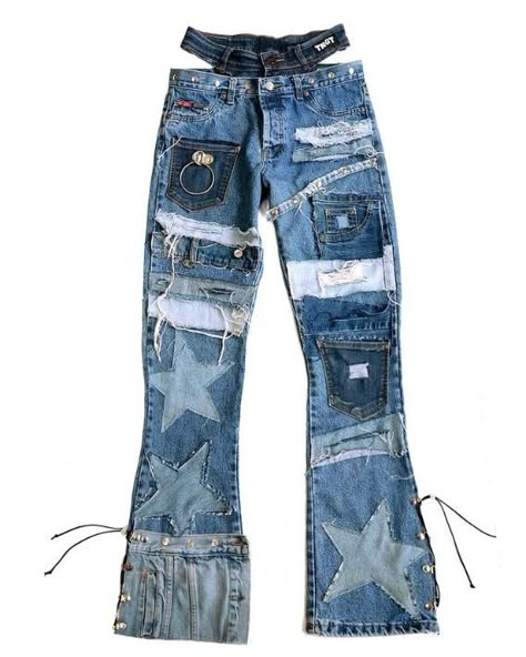 Reworked Jeans, Punk Fashion Diy, Denim Diy Clothes, Reworked Denim, Baggy Clothes, Denim Diy, Upcycled Fashion, Jeans Diy, Recycled Denim