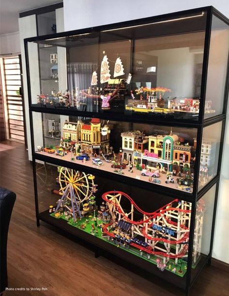 Lego Set Display, Lego Display Shelf, Toy Market, Lego Display Ideas, Modular Display, Lego Display, Display Cases, Display Shelf, Display Ideas