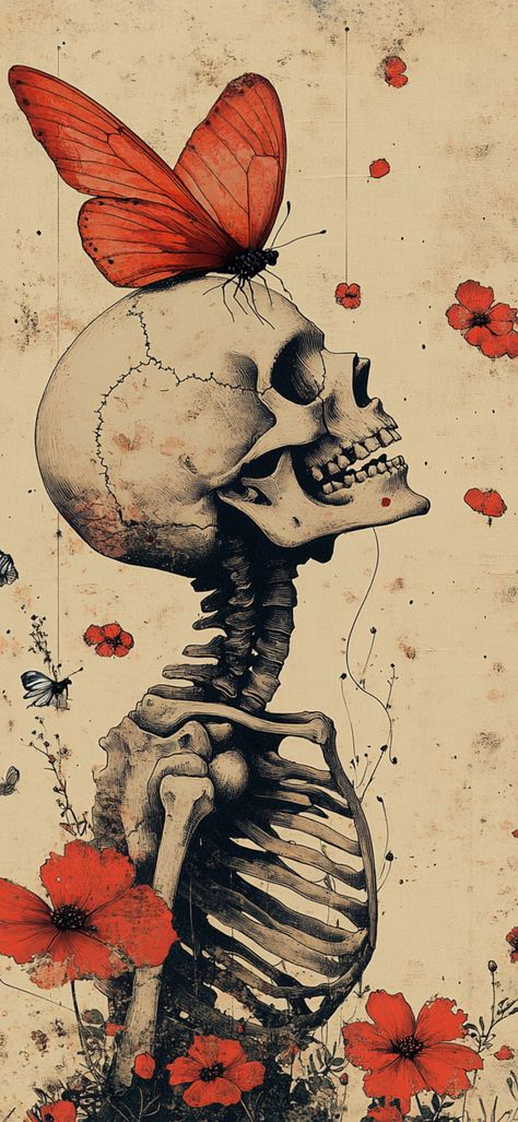 Scary Fall Wallpaper, Phone Backgrounds Skeleton, Spooky Flower Wallpaper, Skeleton And Flowers Wallpaper, Fall Mushroom Wallpaper Aesthetic, Thanksgiving Skeleton Wallpaper, Skeleton Iphone Wallpaper Aesthetic, Gothic Fall Wallpaper, Spooky Christmas Wallpaper Iphone