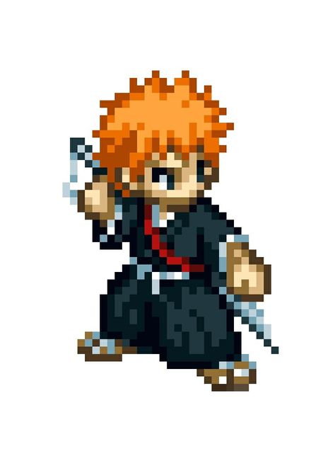 Bleach Themed Phone, Ichigo Background, Bleach Perler Beads, Ichigo Kurosaki Drawing, Bleach Pixel Art, Bleach Stickers, Ichigo Fanart, Bleach Inoue, Goodnote Stickers