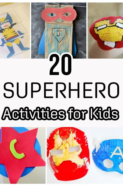 Do your kids LOVE superheroes? This list is full of fun superhero activities for kids. There are kids crafts, art projects, printables, learning activities, and games. Use these as indoor kids activities on rainy days or as part of a superhero birthday party. Fun superhero activity ideas for boys and for girls to do. Superhero Writing Activities, Superhero Activities For Kids, Superhero Lesson Plans, Superhero Worksheets, Superhero Theme Preschool, Superhero Lessons, Superhero Writing, Superhero Preschool, Sensory Slime