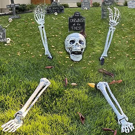 Halloween Skeleton Stakes Decorations, Realistic Skeleton Halloween Decor (5pcs) Skelton Ideas, Human Hand Bones, Skeleton Halloween Decor, Halloween Decorations Party Scary, Realistic Skeleton, Pelottava Halloween, Bone Decorations, Life Size Skeleton, Pine Cone Bird Feeder