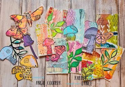 "Collage fodder" by Angie Coomber #mixedmedia #mixedmediaart #rubberstamping #rubberdancestamps Watercolor Collage Fodder, Collage Fodder Ideas, Fodder Art, Fodder School, Collage Fodder, Doodle Flowers, Collage Diy, Christmas Collage, Flower Collage