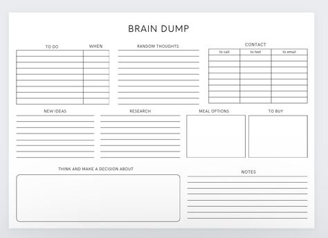 Brain Dump Landscape,thought Organizer, ADHD Brain Dump, Thought Tracker, Organization Planner,analysis Paralysis Planner,thought Journal - Etsy Bujo Brain Dump Layout, Thought Organizer, Thought Tracker, Brain Dump Bullet Journal, Thought Journal, Organize Your Thoughts, Analysis Paralysis, Organization Planner, Bullet Journal Tracker