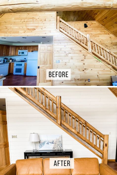 How to paint wood paneling. Tips, tricks and step by step instructions. Wood Paneling Kitchen, Painted Wood Paneling, Paint Wood Paneling, Panel Walls, Pine Wood Walls, Wooden Panelling, Painting Wood Paneling, Farmhouse Inspiration, Spanish Style Home