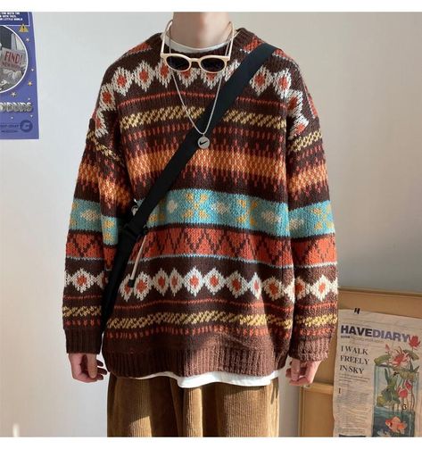 Grandma Fits, Clothes Manifestation, College Couples, Hot Sweater, Autumn Sleeve, Estilo Hippie, Korean Streetwear, Vintage Pullovers, Creative Stuff