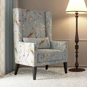 Morgen Wing Chair (Blue Nightingale) Floral Chair Living Room, Drawing Room Chairs, Contemporary Living Room Chairs, Cosy Nook, Urban Ladder, Drawing Room Decor, Wooden Sofa Designs, Modern Sofa Living Room, Luxury Living Room Design