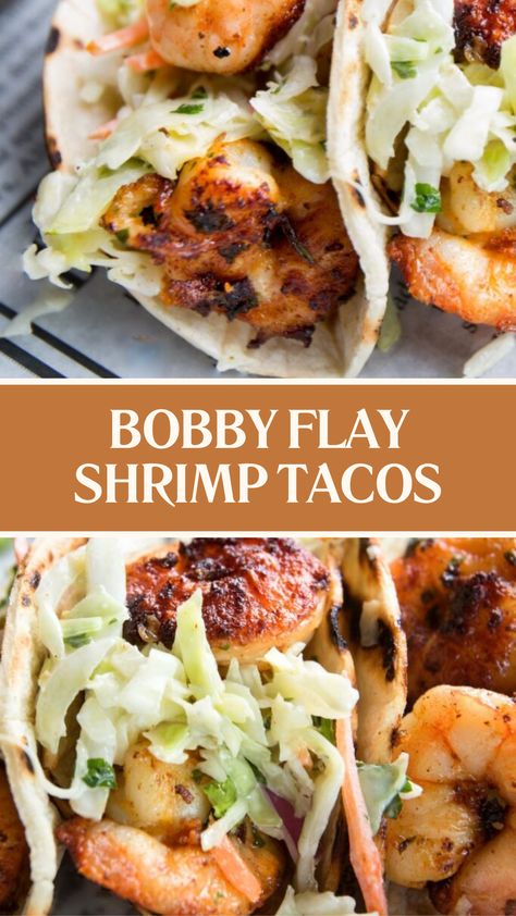 Bobby Flay Shrimp Tacos Smoked Shrimp Tacos, Shrimp And Coleslaw Recipes, Bang Bang Shrimp Tacos With Slaw, Blackened Shrimp Tacos With Cabbage Slaw, Coleslaw For Shrimp Tacos, Seafood Tacos Recipes, Bobby Flay Shrimp, Shrimp Tacos With Slaw, Shrimp Tacos With Cabbage Slaw