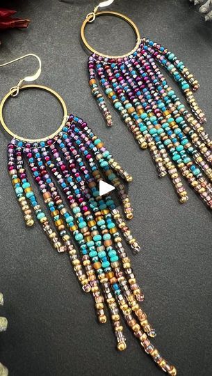 140K views · 12K reactions | ~ Bead Mix Design Inspiration ~ 

Thread- Nymo size B (it is currently unavailable and the manufacturer is changing things so I am working on researching new thread options) 

Ive been asked quite a few times lately how I use mixes in my designs so I am re-sharing these beauties I made last year! I used 3 different mixes in one fringe earring! And the best part is they are SO easy and QUICK to make! (FREE Tutorial on YouTubE! Link in bio) 

Fringe earrings can take a long time but these colorful cuties only took me 20 minutes!! No pattern, no thinking, minimal counting. I did the same number of beads per mix, increased by 2 each fringe and didn't care one bit about what color I picked up! 

My favorite theater/drama teacher in high school always used to yell "T Fringe Earring, Drama Teacher, Boho Accessories, Youtube Link, Needle Work, Craft Fair, Fringe Earrings, In High School, Free Tutorial