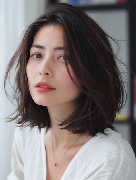 Lob Asian Hair, Asian Long Bob, Asian Lob Haircut, Asian Lob, Asian Hair Bob, Hair Chop, Long Asymmetrical Bob, Long Face Haircuts, Bob Haircut Curly