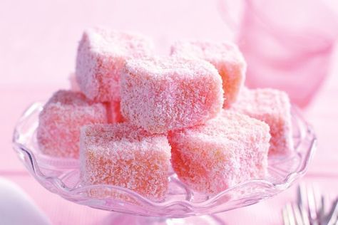 Pink Ribbon Breakfast, Morning Tea Ideas, Lamingtons Recipe, Pink Recipes, Pink Pie, How To Make Icing, Pink Food Coloring, Pink Icing, Tea Ideas