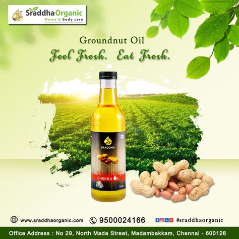 Groundnut oil For Enquiry Call Us :9500024166 #Sraddha #Organic #SraddhaOrganic #Groundnut #oil #health #healthoil #Groundnutoil #care #bodycare #organic #sraddha #sraddhaorganic #home #Benefits #oilbenefits #chekku #chekkuoil #original #originaloil #cookingoil #originalchekku #originalchekkuoil #originalGroundnut #delivery #sale #online #onlineshop #freedelivery #home #groundnutoil #healthyoil #sesameoil #cookingoil #coconutoil #pureoil #edibleoil #coldpressedoil Oil Social Media Design, Groundnut Oil, Healthy Cooking Oils, Cold Pressed Oil, Creative Advertising Design, Oil Industry, Cooking Oils, Edible Oil, Healthy Oils