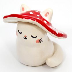 <p>23</p><p>[she bites God in the wrist]</p> Cat Mushroom, Mushroom Sculpture, Polymer Clay Figurine, Clay Cat, Cute Mushroom, Clay Figurine, Clay Art Projects, Clay Figures, Sculpting Clay