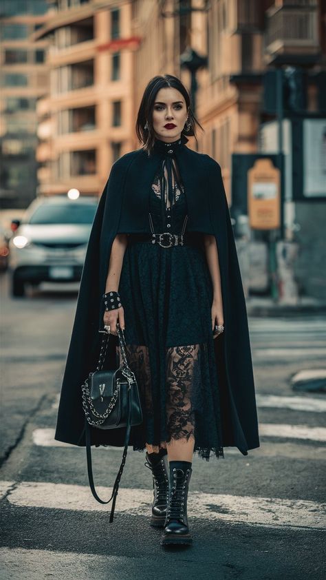 Goth Fall Outfits, Edgy Fashion Chic, Grunge Chic, Fall Ootd, Witch Fashion, Witch Outfit, Alt Fashion, Ootd Style, Pinterest Fashion