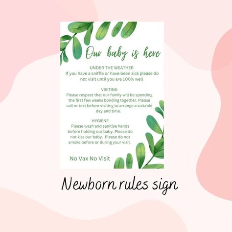 Newborn Rules For Visitors, Newborn Rules For Family, Birth Rules For Visitors, Newborn Rules For Visitors Sign, Visiting A Newborn Rules, List Of Rules For Visiting Newborn, Rules When Visiting New Baby, Baby Visiting Rules Sign, Baby Notes