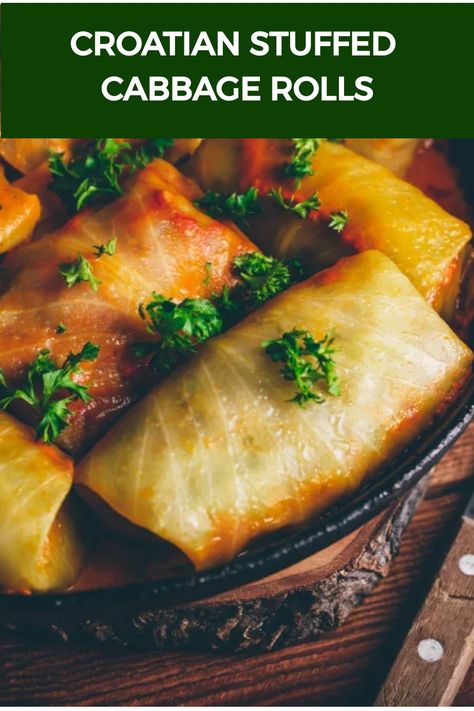 Croatian Stuffed Cabbage Rolls Serbian Cabbage Rolls, Sarma Recipe, Stuffed Cabbage Recipe, Stuffed Cabbage Rolls Recipe, Minced Beef Recipes, Croatian Cuisine, Stuffed Cabbage Rolls, Minced Meat Recipe, Cabbage Rolls Recipe