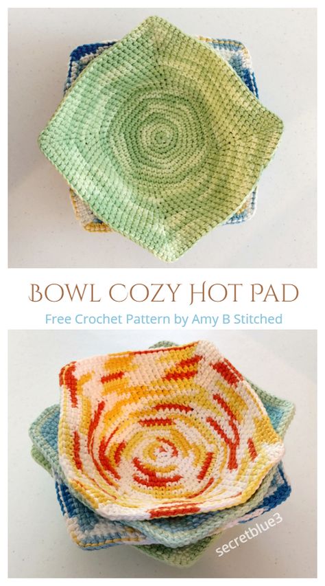 Bowl Cozy Hot Pad Free Crochet Patterns Crochet Bowl Cozy, Crochet Hot Pads, Crochet Bowl, Cozy Crochet Patterns, Confection Au Crochet, Crochet Cozy, Bowl Cozy, Clothes Crochet, Crochet Potholders