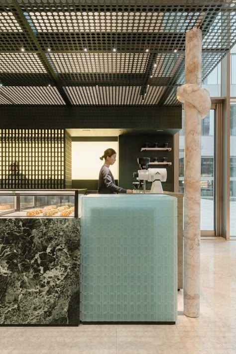 Nodi Cafe / Office AIO | ArchDaily Starbucks Interior, Cafe Interiors, Sales Gallery, Public Architecture, Coffee Shops Interior, Kiosk Design, Cafe Bakery, Counter Design, Landscape And Urbanism