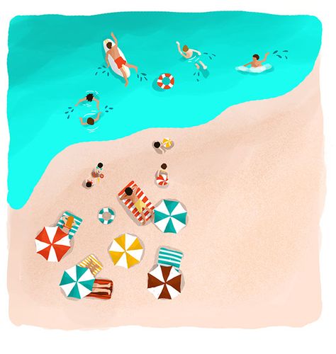 Art Plage, Beach Illustration, Summer Illustration, Love Illustration, Summer Art, Beach Scenes, Beach Art, Art Plastique, Summer Of Love