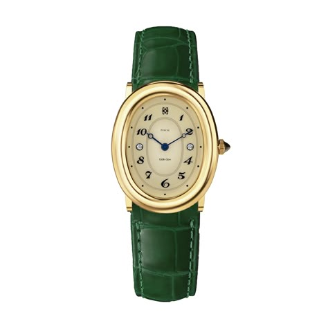 This vintage-inspired timepiece features a creamy latte dial with graceful numerals, mysterious deep blue hands, and an elegant textured strap. The golden steel case beautifully complements the deep green strap, showcasing timeless elegance that withstands the test of time. Case: 24mm steel case with polished and satin Vintage Eisenhart Jewelry, Luxury Art Deco Jewelry And Watches For Gifts, Luxury Vintage Watch Bracelet Strap, Luxury Vintage Engraved Jewelry And Watches, Luxury Vintage Watches For Formal Occasions, Luxury Antique Watch Accessories For Formal Occasion, Womens Vintage Watch, Green Watch, Green Stuff