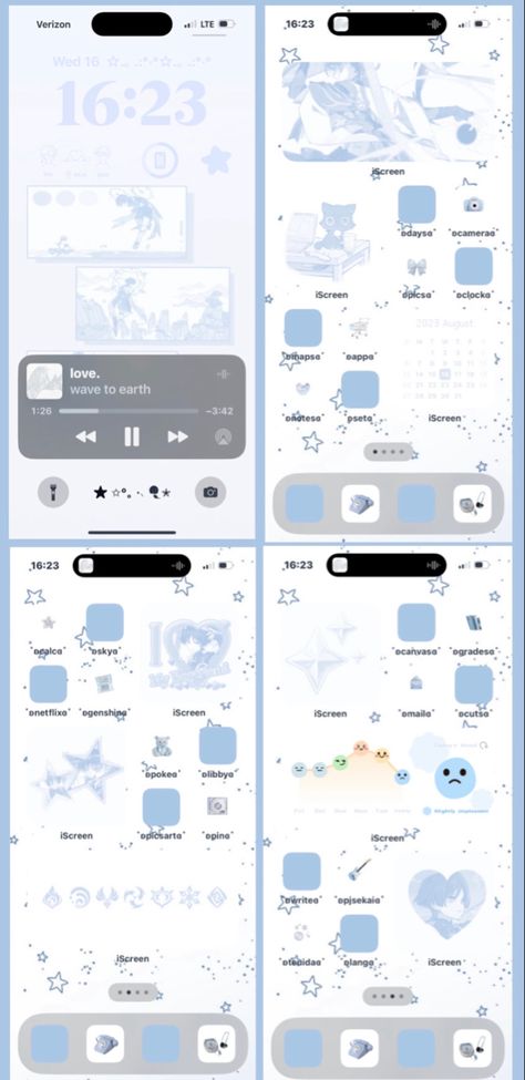 Iphone White Aesthetic Wallpaper, Aesthetic Blue Iphone Homescreen, Cinnamoroll Heart Icon, Lockscreen Aesthetic Iphone Wallpapers Light Blue, Light Blue Phone Theme Ideas, Light Blue And White Phone Theme, Phone Themes Aesthetic Blue, Blue Phone Theme Aesthetic, Blue Themed Phone Layout