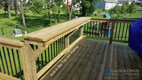 Bar Railing, Deck Bar, Deck Remodel, Patio Steps, Shed To Tiny House, House Shed, Deck Designs Backyard, Deck Railing, Deck Builders