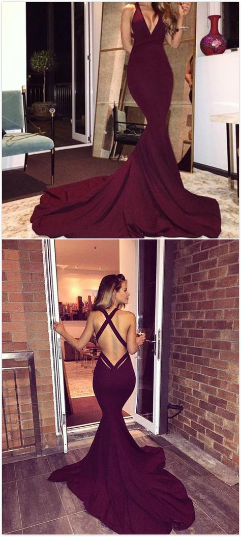 Burgund7 Maroon Mermaid Dress, Modest Evening Gowns, Sweep Train Prom Dress, Prom Dresses 2017, Chique Outfits, Burgundy Prom Dress, Prom Ideas, Maxi Robes, Gorgeous Gowns