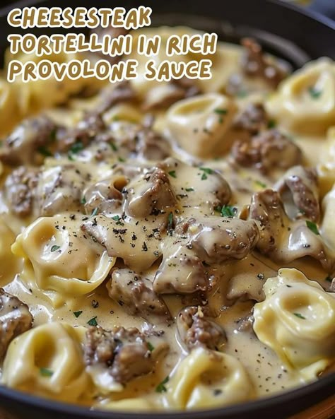 Tasty Grove Pasta With Meat, Tortellini Recipes, Tortellini Pasta, Fusion Dishes, Pasta Meals, Cheese Steak, Philly Cheesesteak, Cheese Tortellini, Pasta Dinners