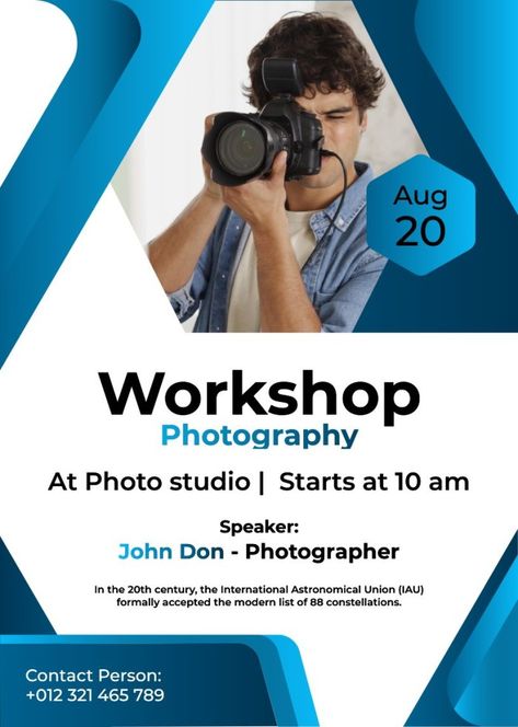 Professional Gradient Photography Workshop Poster Photography Workshop Poster, Digital Marketing Design, Used Tools, Photography Workshops, Marketing Design, Business Branding, Poster Template, Free Graphic Design, Photo Studio