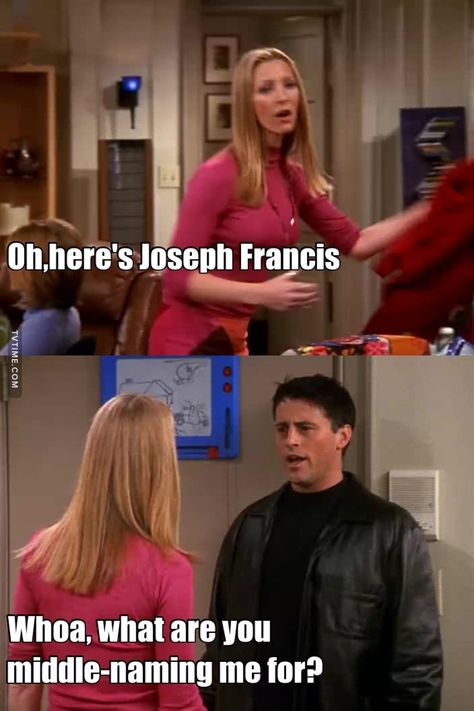 Funniest Friends Episodes, White Jokes, Friend Jokes, Friends Scenes, Best Tv Series Ever, Friends Tv Show Quotes, Friends Episodes, Middle Names, Friends Tv Series