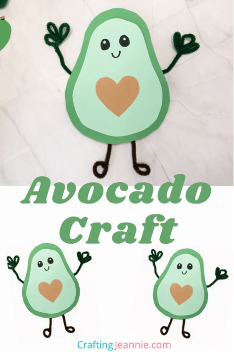 This cute avocado craft is so much fun. Grownups and kids will both have a blast making it. The step-by-step instructions and free craft template will make it a breeze. This avocado is a perfect Pre-K, preschool, or kindergarden craft. It’s a fun food craft everyone will enjoy. #preschoolcraft #foodcraft #kidscrafts #valentinesdaycraft Avocado Craft, Preschool Food Crafts, Preschool Food, Free Craft Templates, Classroom Preschool, Fruit Crafts, Art Activities For Toddlers, Green Craft, Cute Avocado