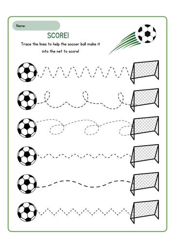 Sport Worksheets For Preschool, Soccer Activities For Preschool, Exercise Activities For Preschool, Sports Worksheets For Kids, Soccer Math, Sport Themed Crafts, Trace The Lines, Printable Activity Sheets, Visual Perception Activities