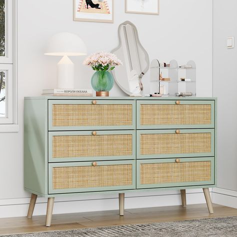 Double Chest Of Drawers, Traditional Dressers, Mid Century Dresser, Mid Century Modern Dresser, Wood Chest, Bedroom Furniture Dresser, Modern Dresser, 6 Drawer Dresser, Rattan Furniture