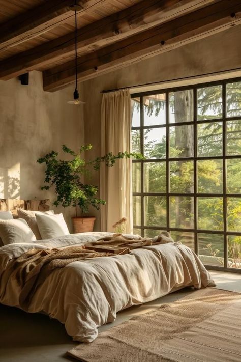 Master Loft Bedroom, Mountain Aesthetic Decor, Dream Bedroom Design, Cute Cosy Bedroom Ideas, House Inspiration Interior Bedrooms, Italian Countryside Bedroom, Romantic Aesthetic Bedroom, Nature Inspired Bedroom Ideas, Bedroom Aethstetic