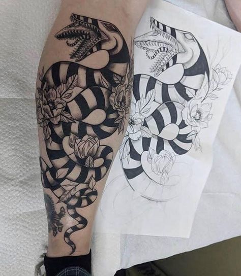 Thestral Tattoo, Beetlejuice Tattoo, Tim Burton Tattoo, Movie Tattoos, Inspiration Tattoos, Spooky Tattoos, Halloween Tattoo, Horror Tattoo, Tattoo Parlors