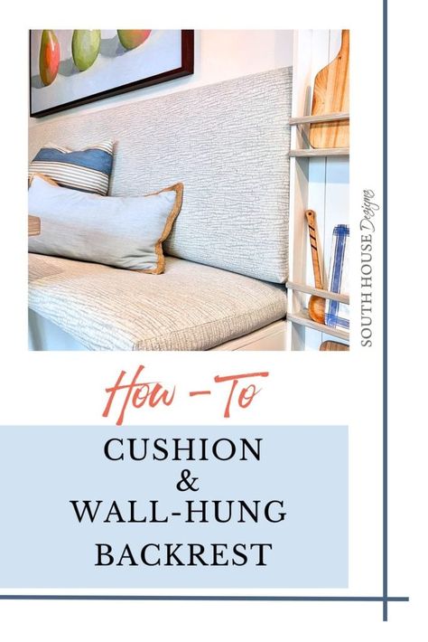 Easy DIY: Best Wall Hung Backrest And Custom Bench Cushion - South House Designs Breakfast Nook Cushions Ideas, Diy Back Cushion For Bench, Diy Banquette Cushion, Banquette Back Cushion, Banquette Pillows, Diy Kitchen Nook, Breakfast Nook Cushions, Diy Banquette, Plate Rack Wall