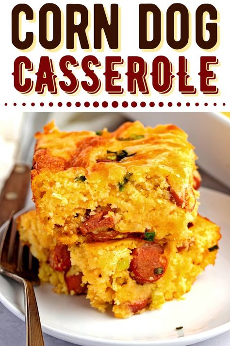 Corn Dog Casserole, Cornbread Dishes, Cornbread Dinner, Hot Dog Casserole, Moist Cornbread, Cornbread Casserole, Cheese Dog, Sweet Cornbread, Corn Dog