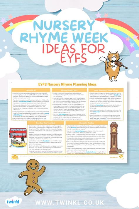 Nursery Rhyme Ideas For EYFS Hickory Dickory Dock Activities, Nursery Rhyme Week, Eyfs Nursery, World Nursery, Nursery Rhymes Activities, Hickory Dickory Dock, Hickory Dickory, Eyfs Activities, Fun Nursery