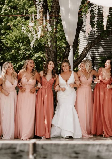 Bridesmaid Dresses Peach Apricot, Pink Color Scheme Bridesmaid Dresses, Peach Bridesmaids Dress, Peach And Blush Bridesmaid Dresses, Bridesmaid Dresses Light Peach, Coral And Blush Bridesmaid Dresses, Blush Peach Bridesmaid Dresses, Orangeish Pink Bridesmaid Dresses, Soft Peach Bridesmaid Dresses