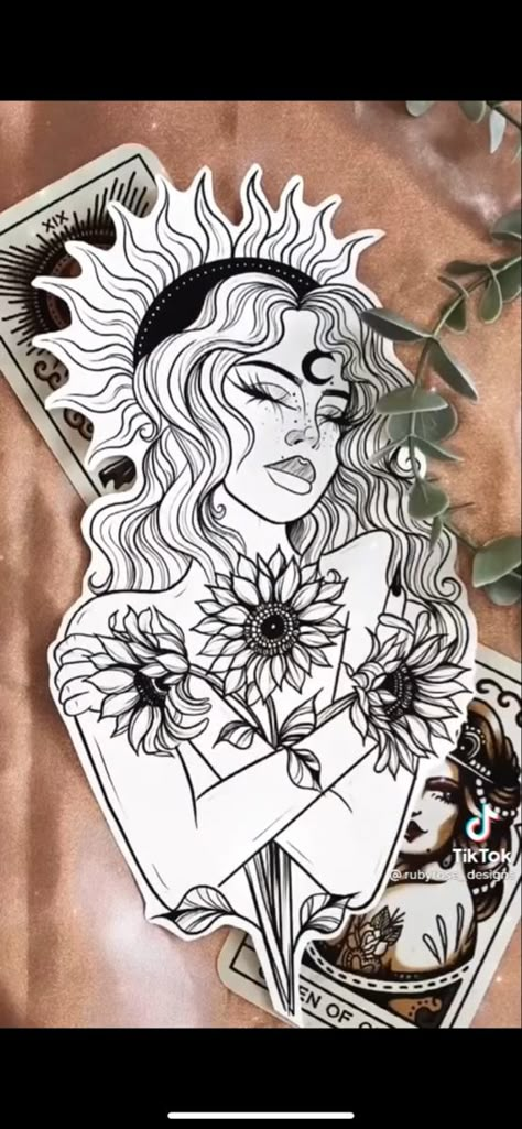 Tiktok Tattoo, Mystical Tattoos, Virgo Tattoo, Tattoo Outline Drawing, Witch Tattoo, Goddess Tattoo, Inspiration Tattoos, Tattoo Stencil Outline, Leg Sleeve