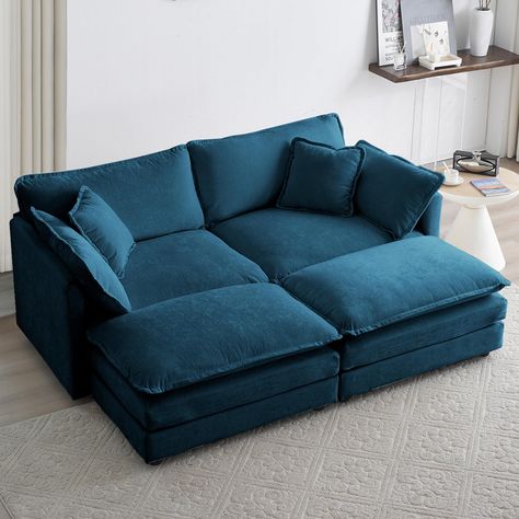 PRICES MAY VARY. 【2-Layer Upholstered Sectional Sofa】 This 2 seater loveseat sofa features upholstered 2-layer seat cushions with high-resiliency foam, 25.2 deep seat, which provides a cloudlike seating experience. Cloud sofa comes with 5 pillows, which fit perfectly with your waist and neck, ensuring the best support and comfort. 【Durability】 The frame of this sleeper deep couches with ottoman is made of high-quality solid wood which will give you good support. Its soft and breathable chenille Deep Sectional Sofa, Modern Modular Sofas, U Shaped Couch, Comfortable Sectional, U Shaped Sectional Sofa, Couch With Ottoman, Style Salon, Sectional With Ottoman, Cozy Sofa