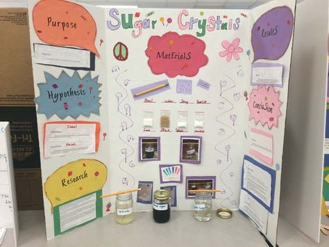 75+ FANTASTIC Science Fair Project Ideas! MomDot Sugar Crystal Science Project, Investigatory Project Ideas, Water Projects For Kids, Science Investigatory Project, School Science Fair Projects, Middle School Science Fair Projects, Science Fair Poster, High School Science Fair, Science Project Board