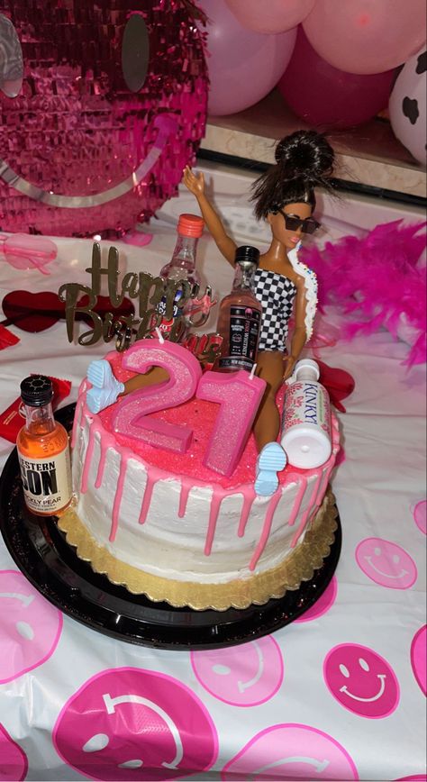 Barbie 21st Birthday Party Cake, 21 Barbie Cake, 21 St Birthday Cake Ideas, Barbie Cake 21, Drunk Barbie Cake 21st, 21st Birthday Barbie, Barbie 21st Birthday Party, Birthday Barbie Cake, 21st Birthday Cake Ideas