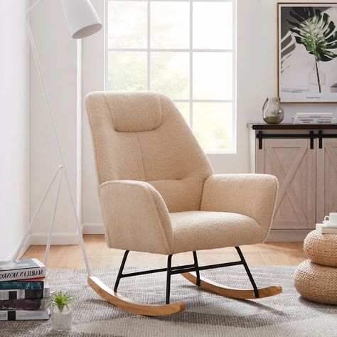 George Oliver Gruver Rocking Chair & Reviews | Wayfair Parent Dr, Chair Overstock, Alien Stuff, Chair Nursery, Rocker Chair, Rocking Chair Nursery, White Interiors, Teddy Fabric, Printed Chair