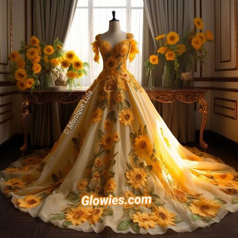 Pictures Of New Orleans, Sunflower Wedding Dress, Breathtaking Dresses, Outfits For Casual, Wedding Gown Ideas, Monique Lula, Baju Kahwin, Gown Ideas, Sunflower Themed Wedding