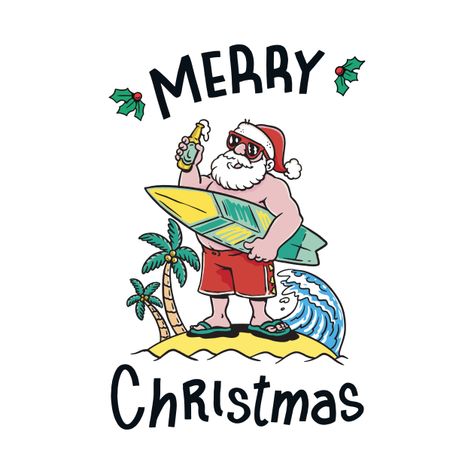 Christmas In July Coloring Pages, Summer Christmas Illustration, Beach Christmas Drawing, Christmas In July Illustrations, Carribean Christmas Shirt, Real Christmas, Summer Christmas, Coastal Christmas, July Crafts